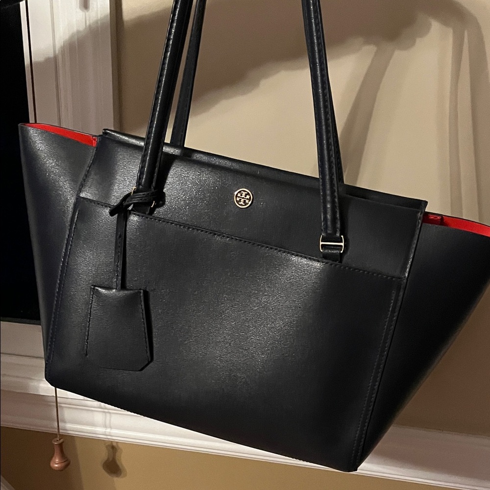 Tory Burch Black and Red Tote Bag